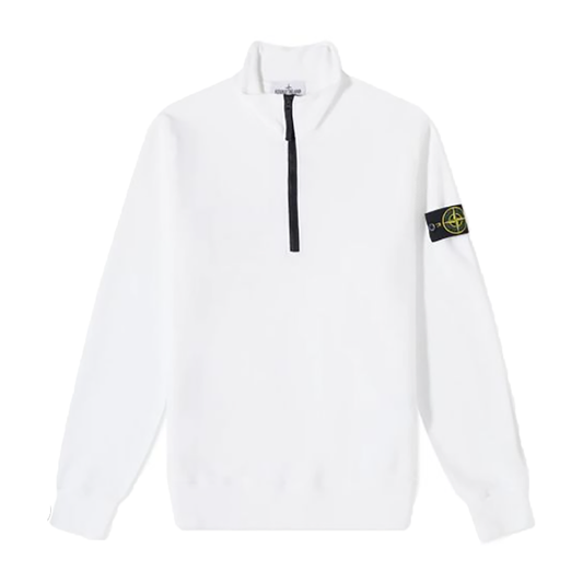STONE ISLAND HALF ZIP FLEECE IN WHITE