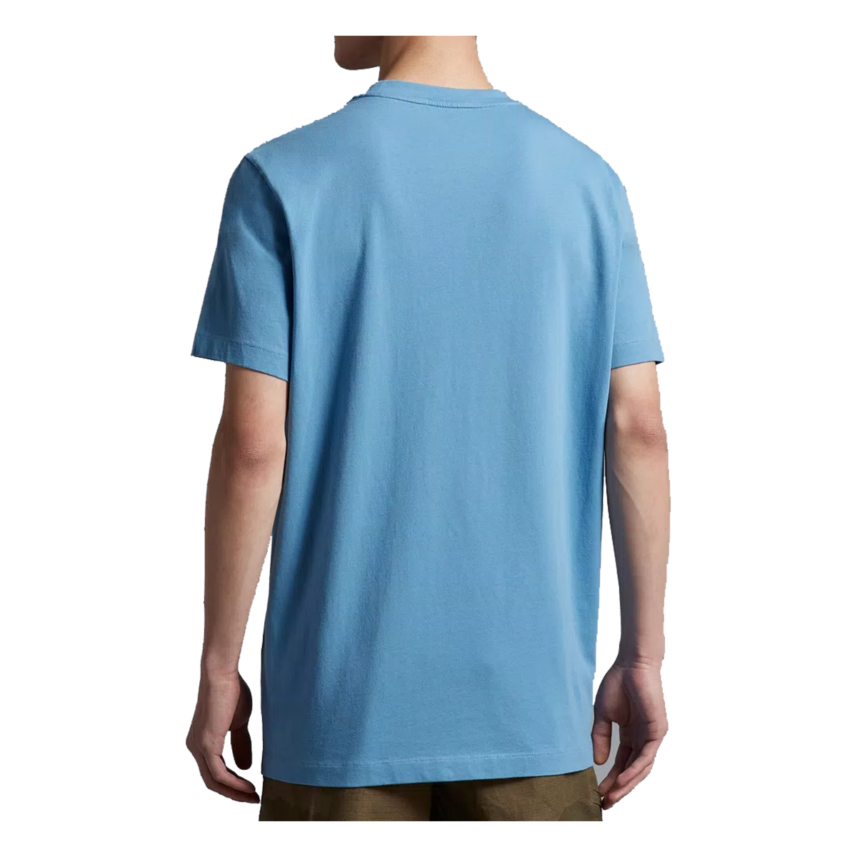 MONCLER LOGO-FLOCKED COTTON T-SHIRT IN BLUE