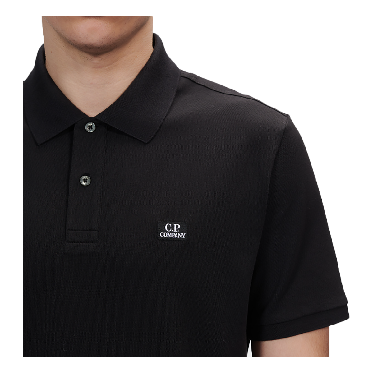 CP COMPANY PIQUET POLO SHIRT IN BLACK