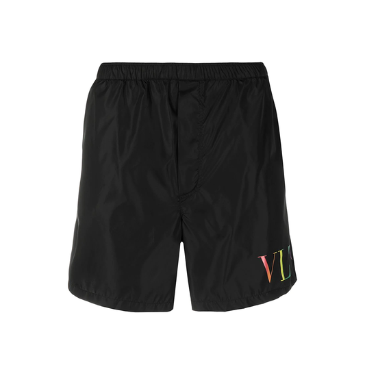 VALENTINO VLTN MULTI COL SWIM SHORTS IN BLACK