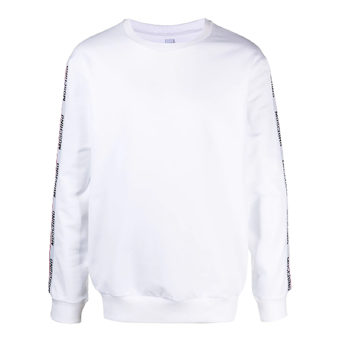 MOSCHINO TAPE LOGO SWEATER IN WHITE